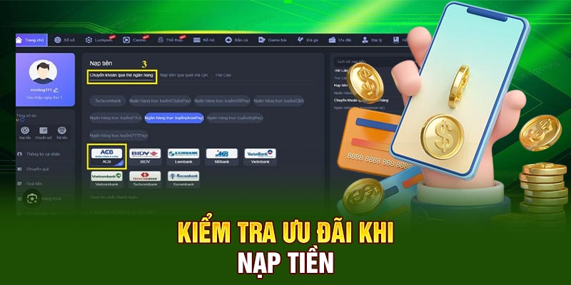 Kiểm tra ưu đãi khi nạp tiền